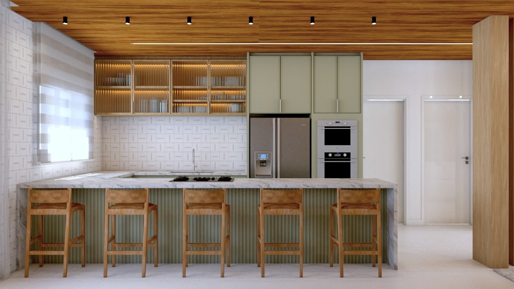 Sala e Cozinha integrados, com teto em vinílico. — vista 5