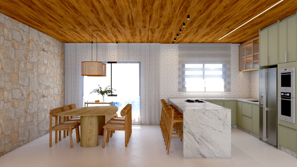 Sala e Cozinha integrados, com teto em vinílico. — vista 13